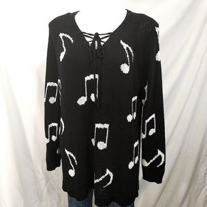 Hot Topic Musical Note Black Sweater 2X